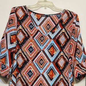 Cure Women's Geometric Print Blouse - Blue and Orange